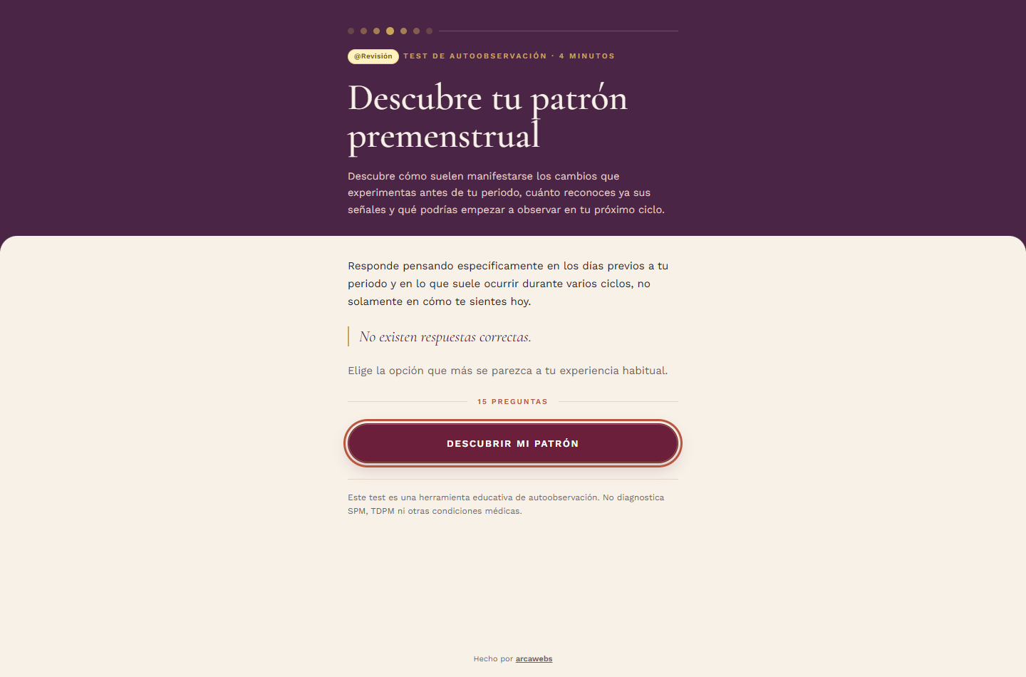 Pantalla de bienvenida del sitio de Lina