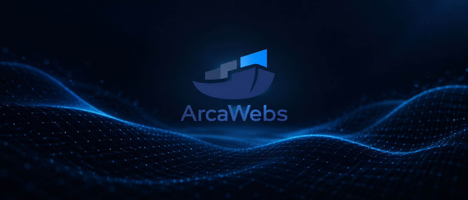 ArcaWebs sobre ondas digitales azules